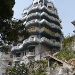 Building with particular/futuristic architecture in Saranda, Albania
